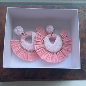 Pink raffia earrings